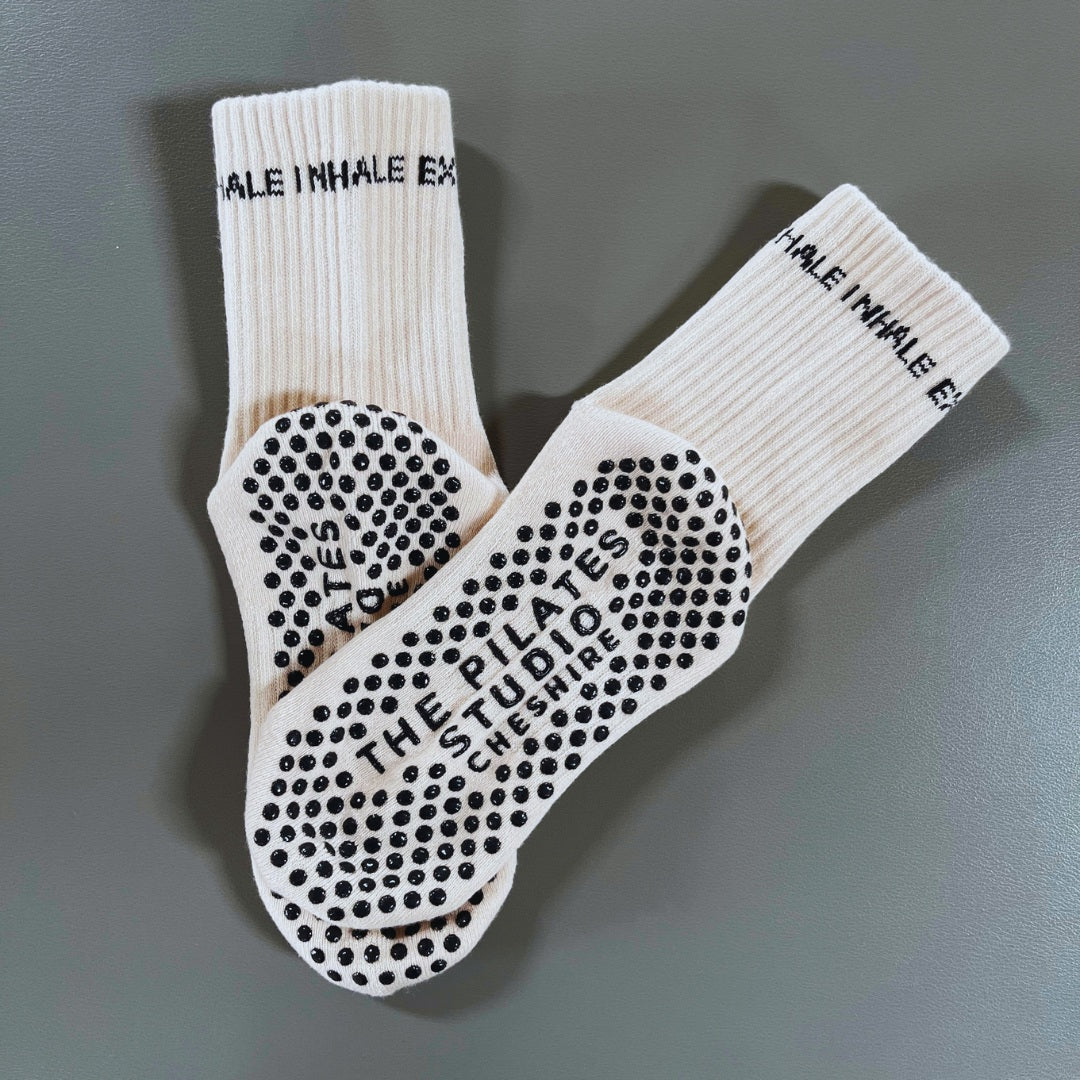 INHALE-EXHALE Grip Socks - Ecru