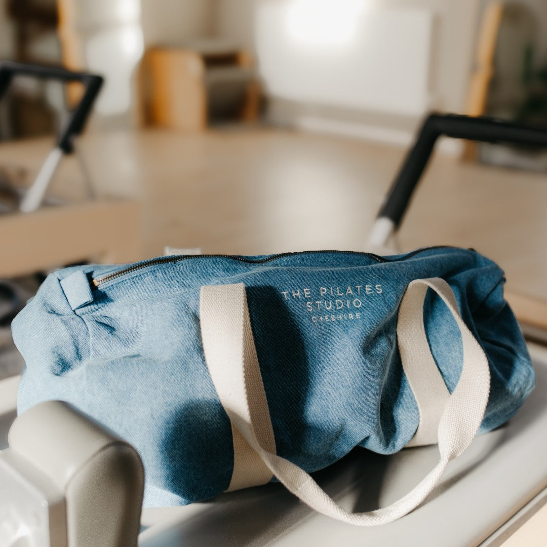 PRE-ORDER - Embroidered Denim Barrel Bag