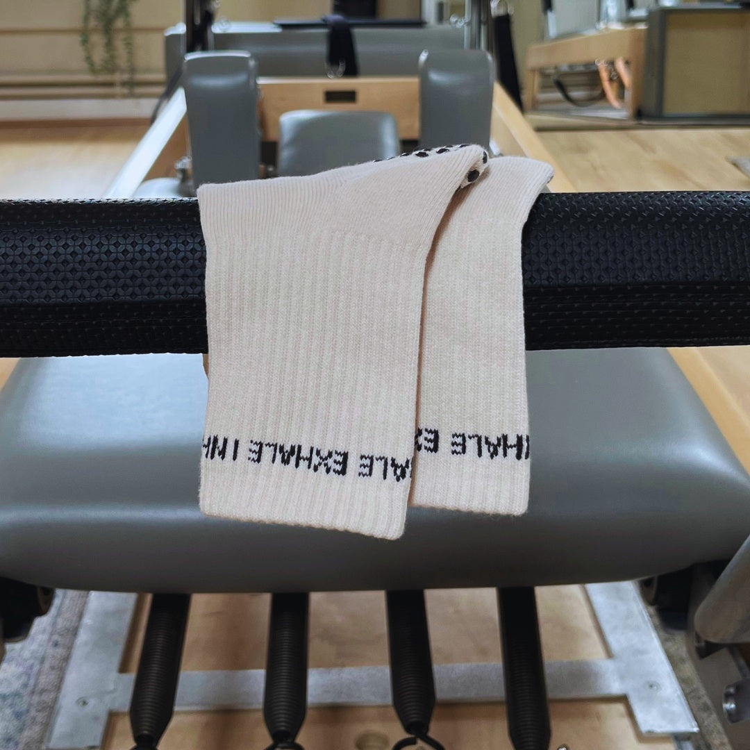 INHALE-EXHALE Grip Socks - Ecru